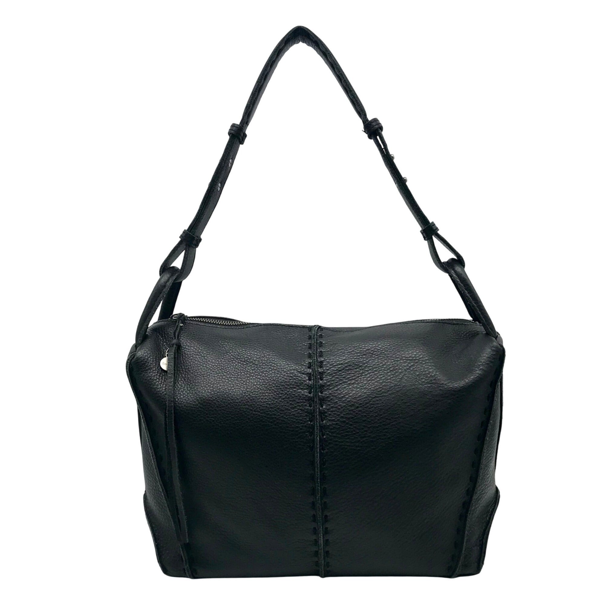 The Sak Black Pebbled Leather Medium Los Feliz Hobo Bag 