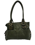 Tignanello Green Leather Multipocket Shoulder Bag