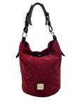 Dooney & Bourke Red Suede Vintage Bucket Bag
