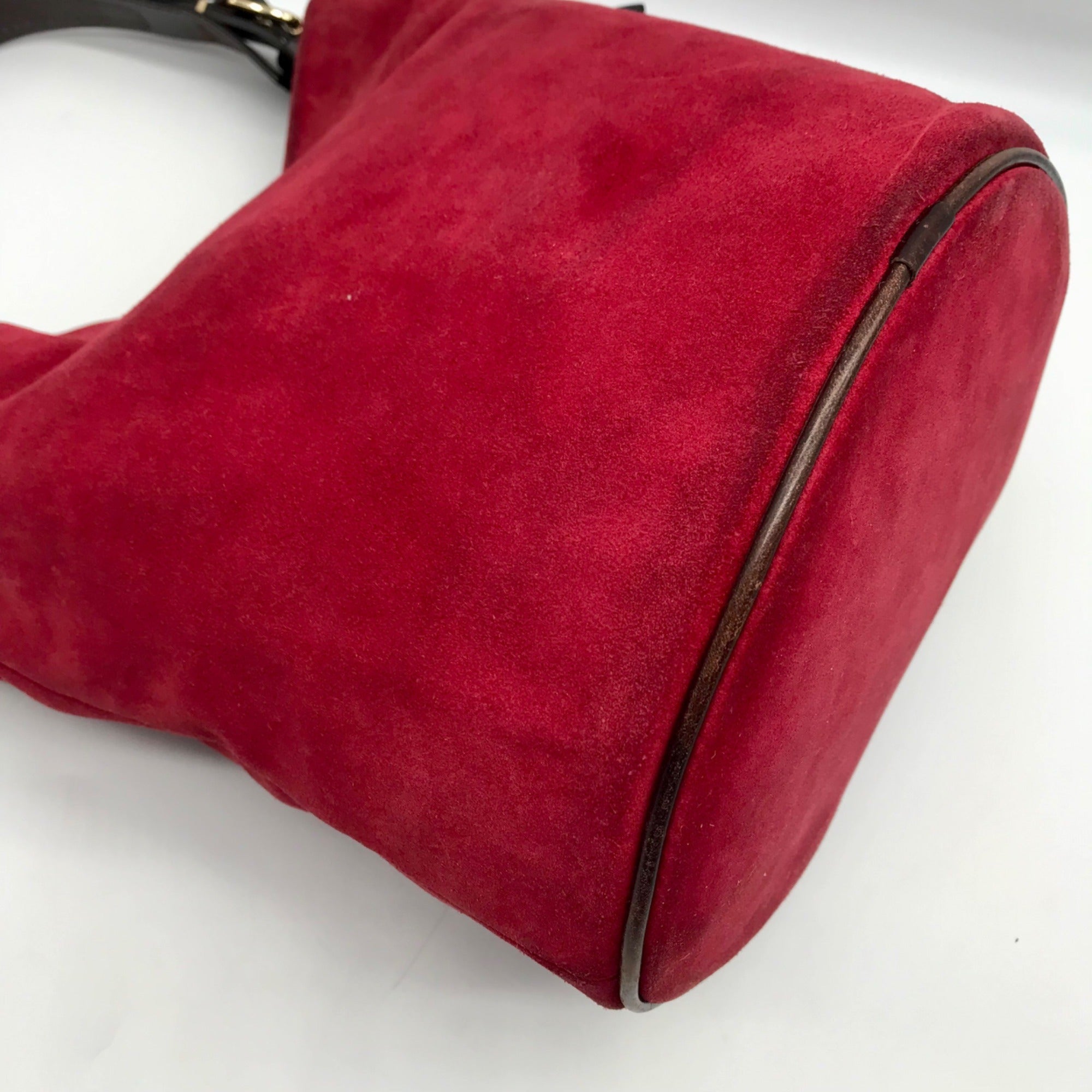 Dooney &amp; Bourke Red Suede Vintage Bucket Bag