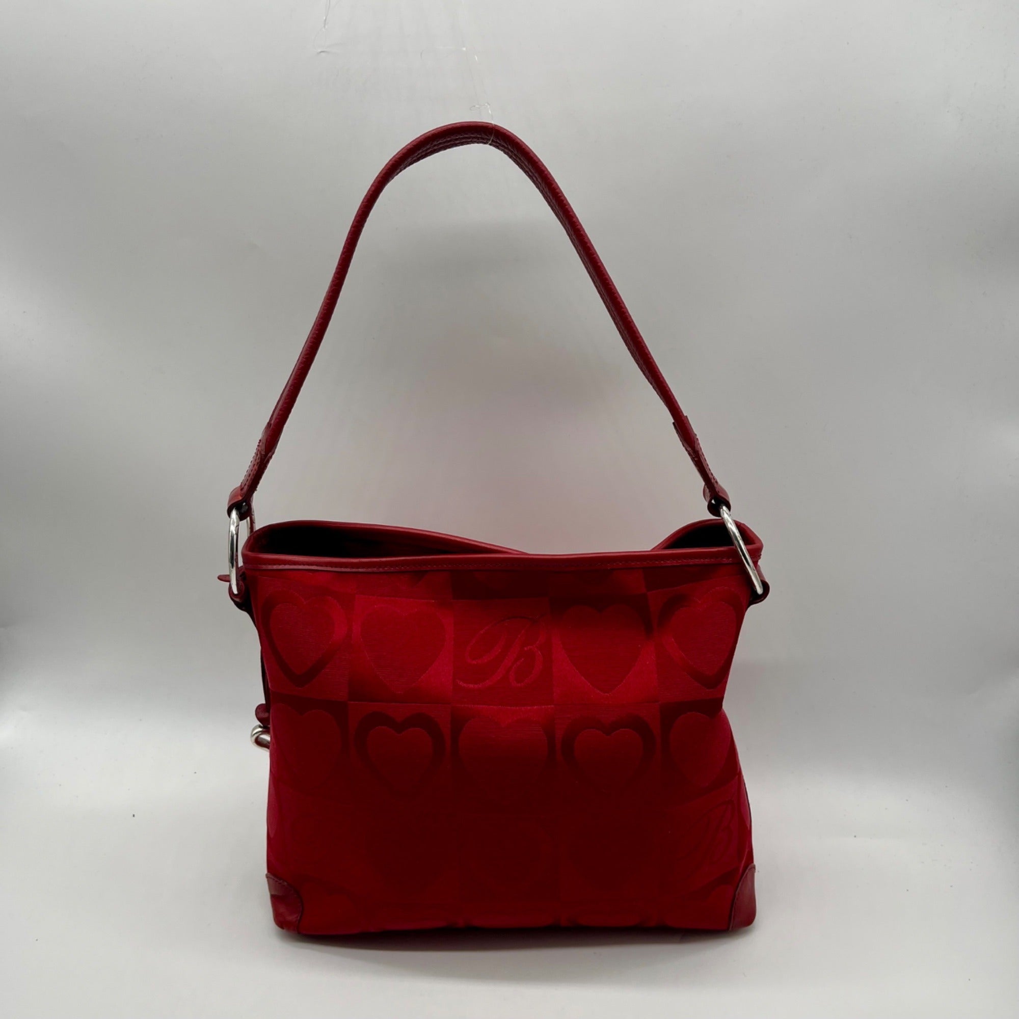 Brighton Red Heart Print Fabric Shoulder Bag