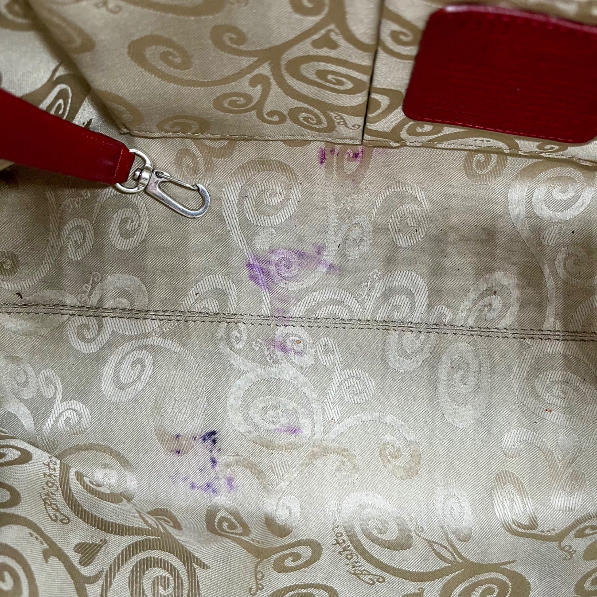 Brighton Red Heart Print Fabric Shoulder Bag