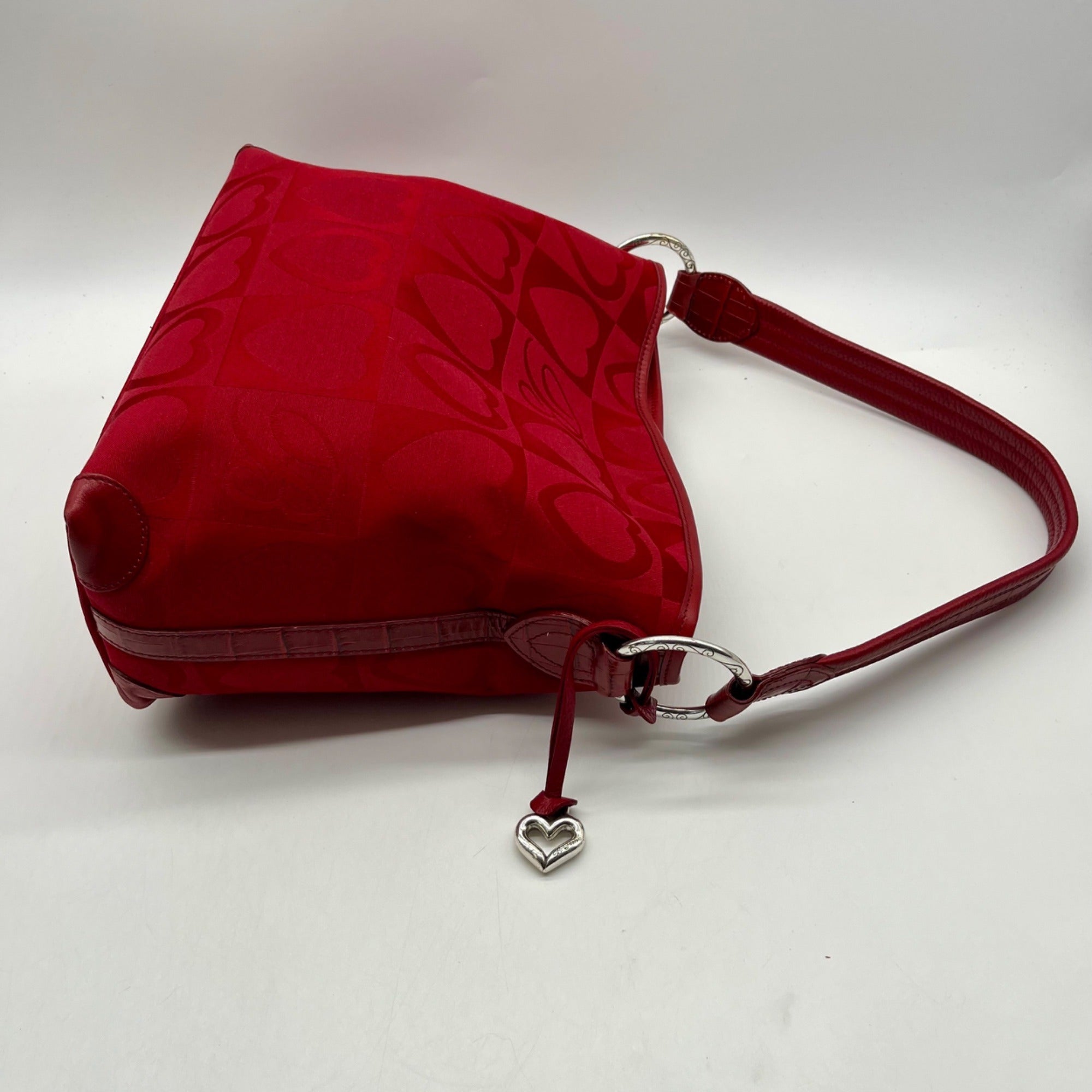 Brighton Red Heart Print Fabric Shoulder Bag