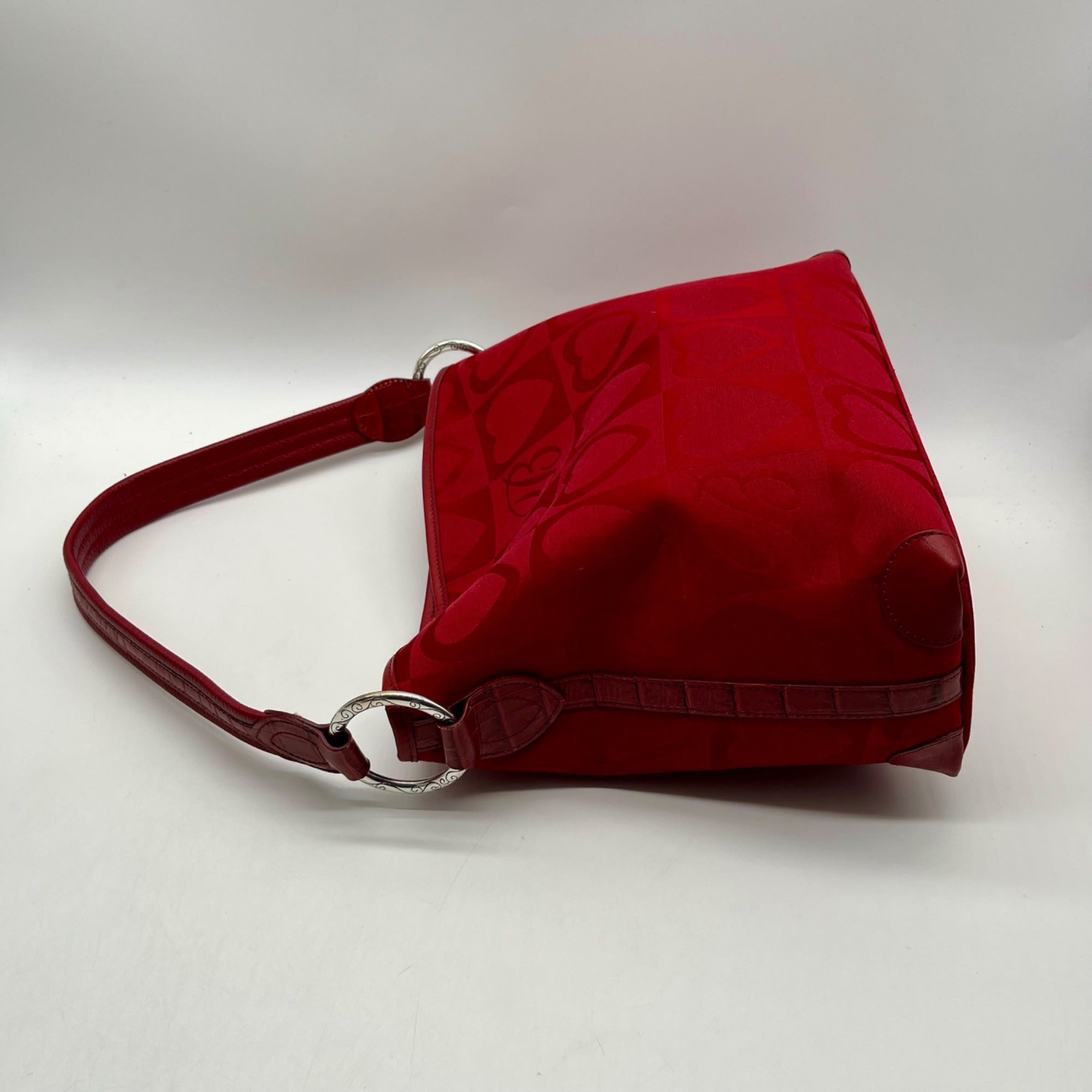 Brighton Red Heart Print Fabric Shoulder Bag