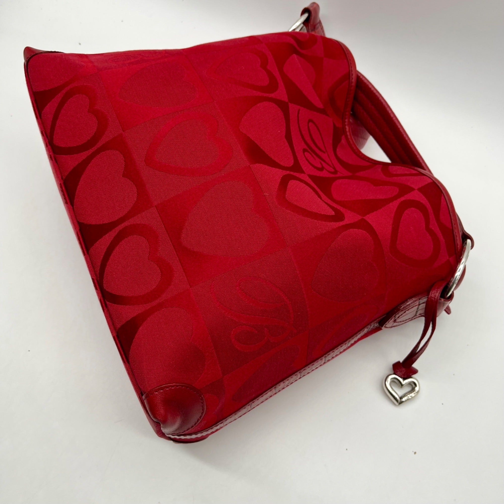 Brighton Red Heart Print Fabric Shoulder Bag