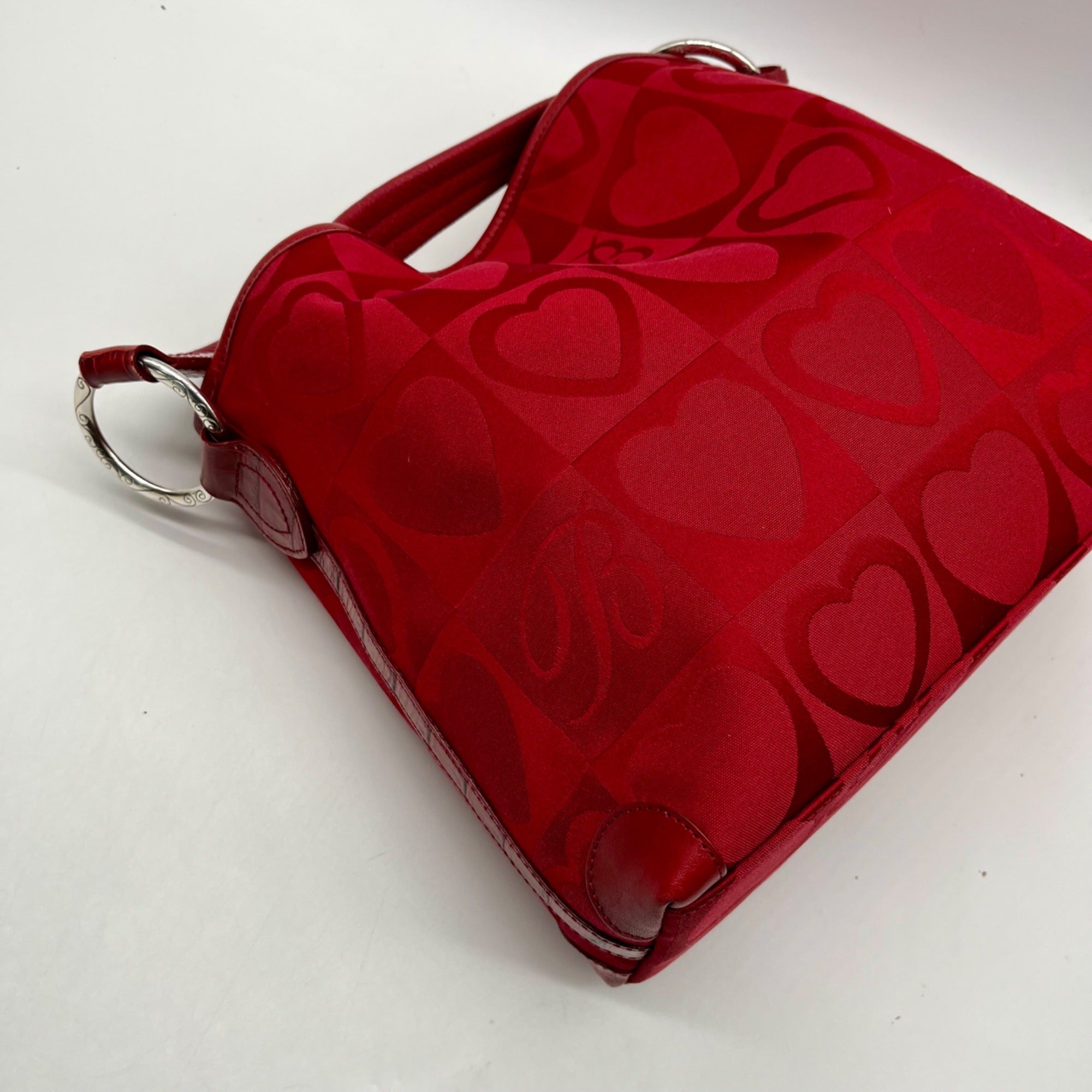 Brighton Red Heart Print Fabric Shoulder Bag