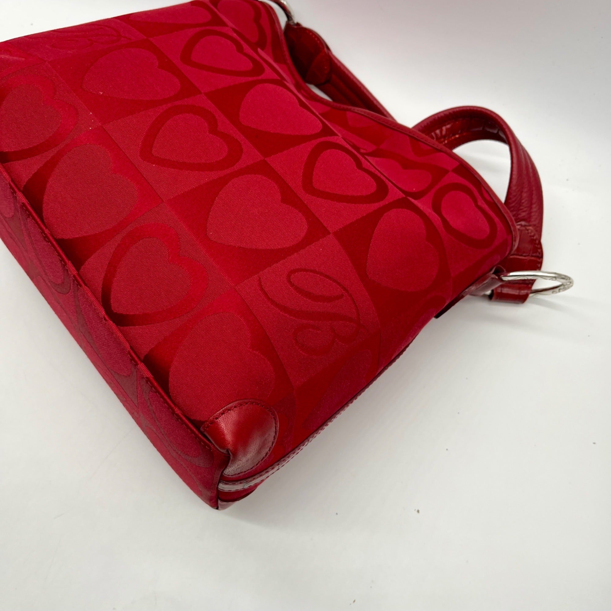 Brighton Red Heart Print Fabric Shoulder Bag