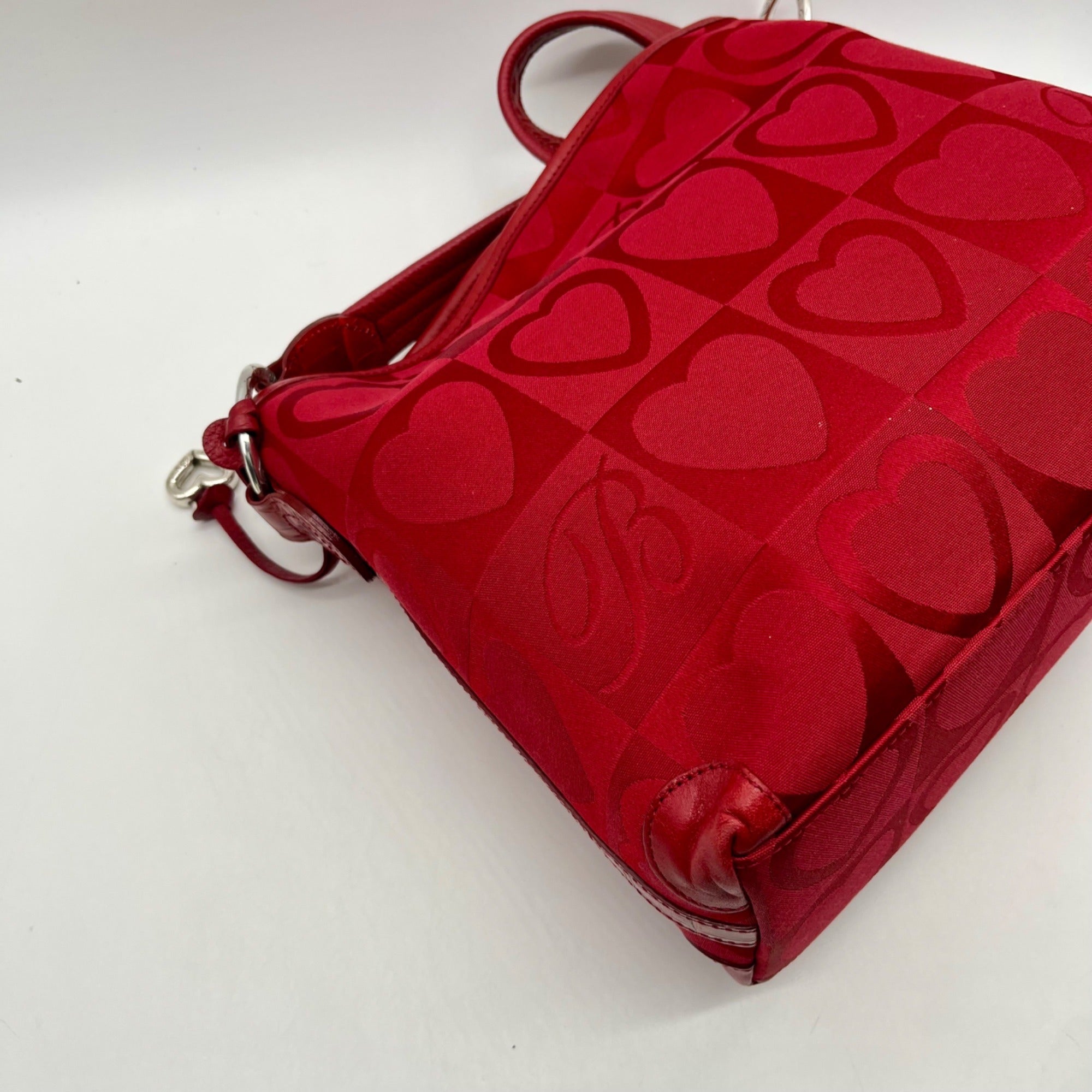 Brighton Red Heart Print Fabric Shoulder Bag