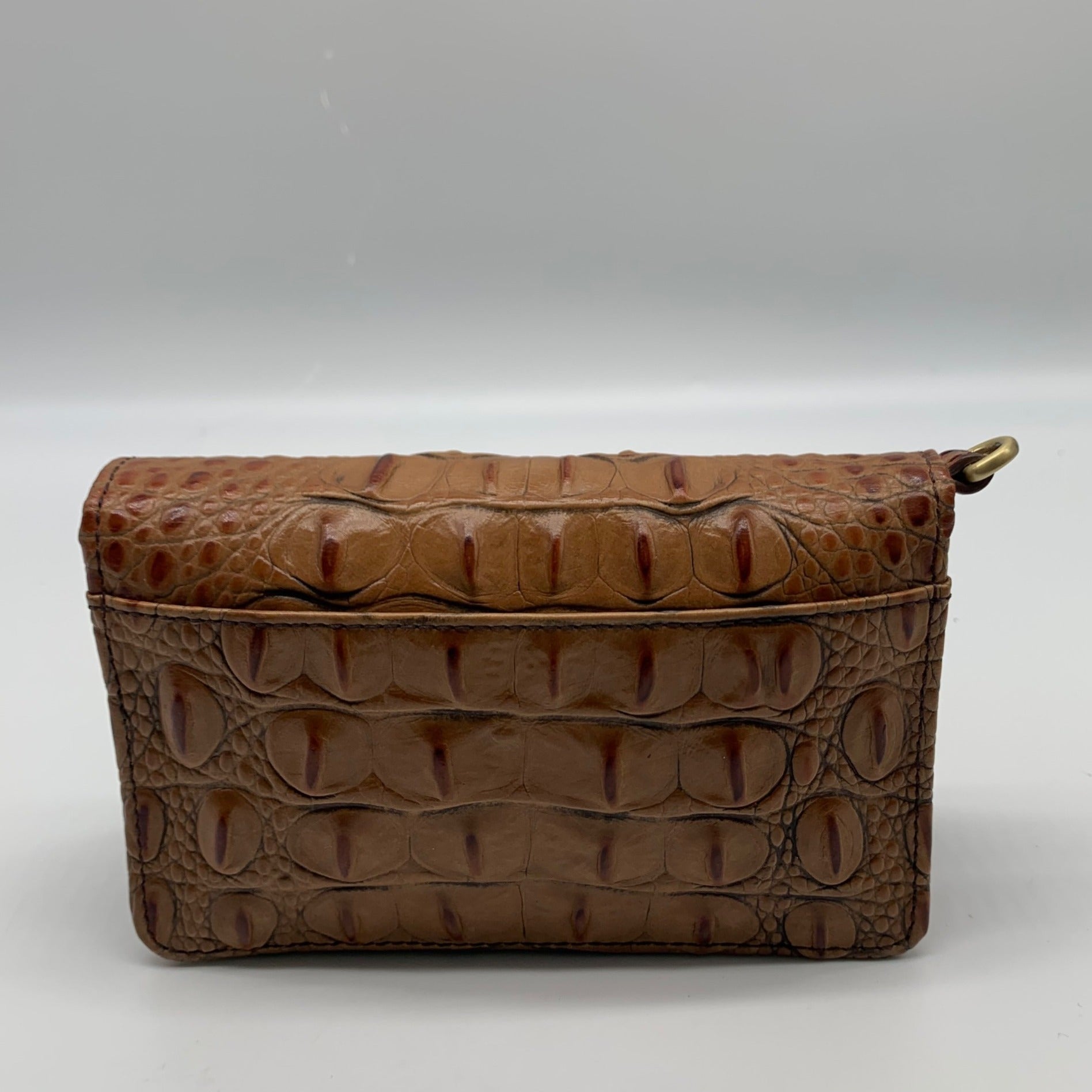 Brahmin Pecan Melbourne Croc Embossed Leather Wristlet Wallet