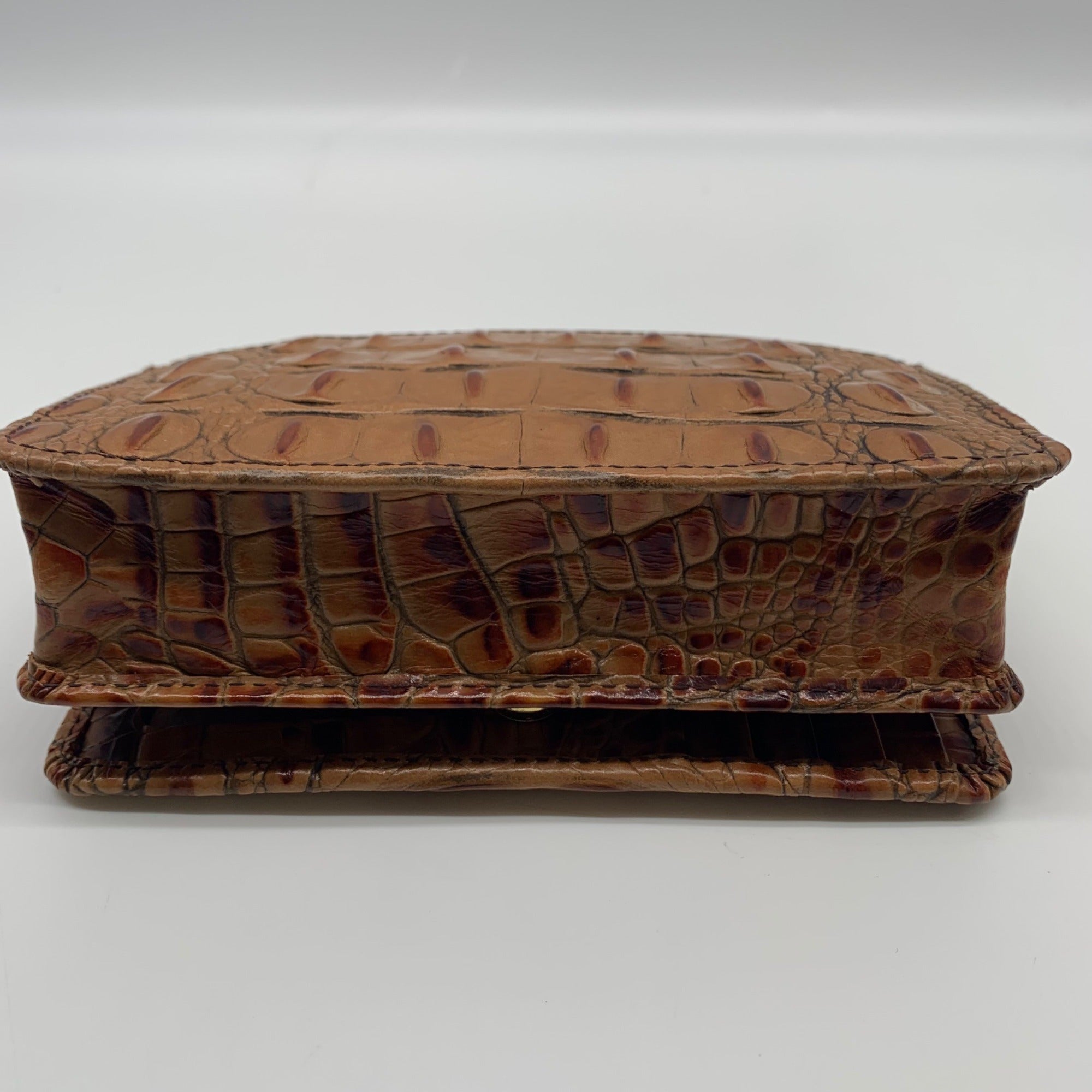 Brahmin Pecan Melbourne Croc Embossed Leather Wristlet Wallet