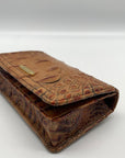 Brahmin Pecan Melbourne Croc Embossed Leather Wristlet Wallet