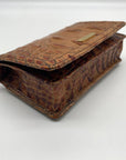 Brahmin Pecan Melbourne Croc Embossed Leather Wristlet Wallet