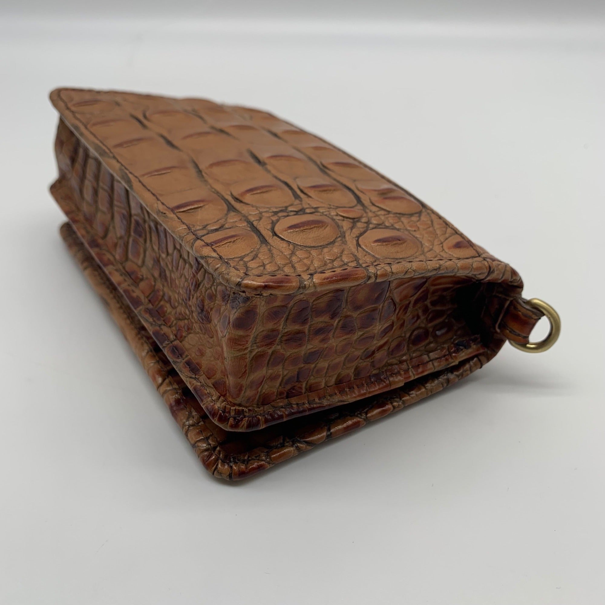 Brahmin Pecan Melbourne Croc Embossed Leather Wristlet Wallet