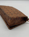 Brahmin Pecan Melbourne Croc Embossed Leather Wristlet Wallet