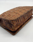 Brahmin Pecan Melbourne Croc Embossed Leather Wristlet Wallet