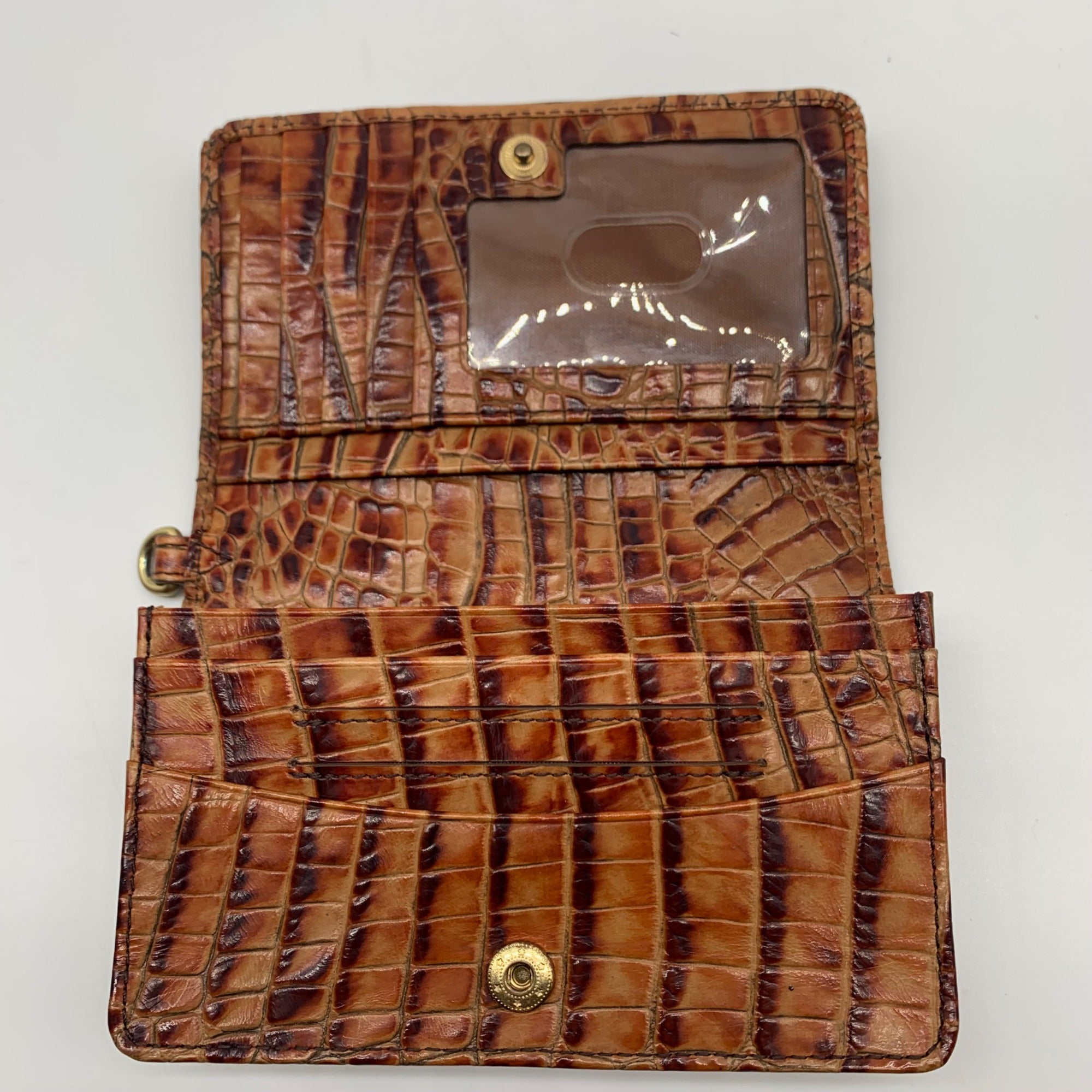 Brahmin Pecan Melbourne Croc Embossed Leather Wristlet Wallet