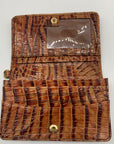 Brahmin Pecan Melbourne Croc Embossed Leather Wristlet Wallet