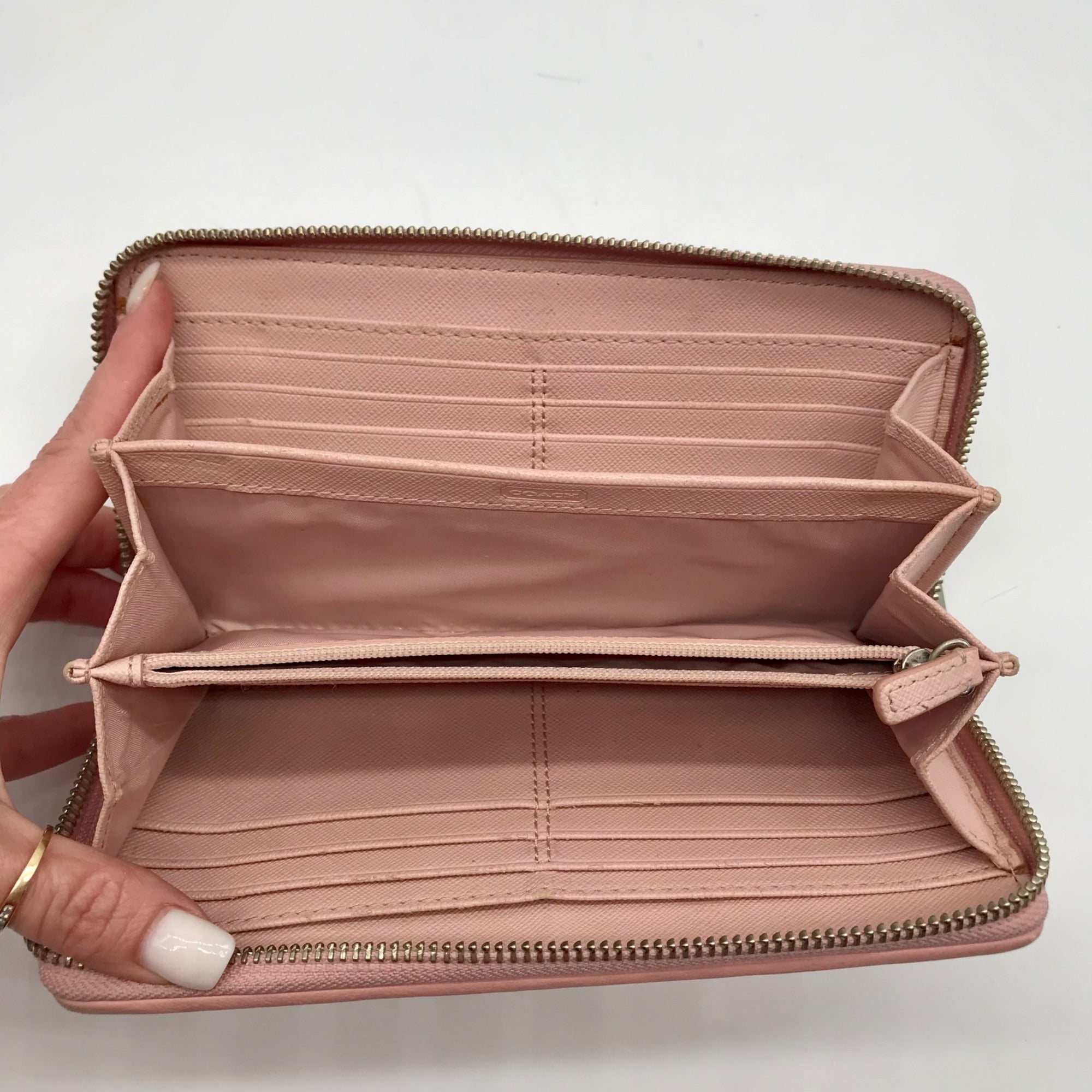 Coach Pale Pink Leather Gathered Vintage Wallet