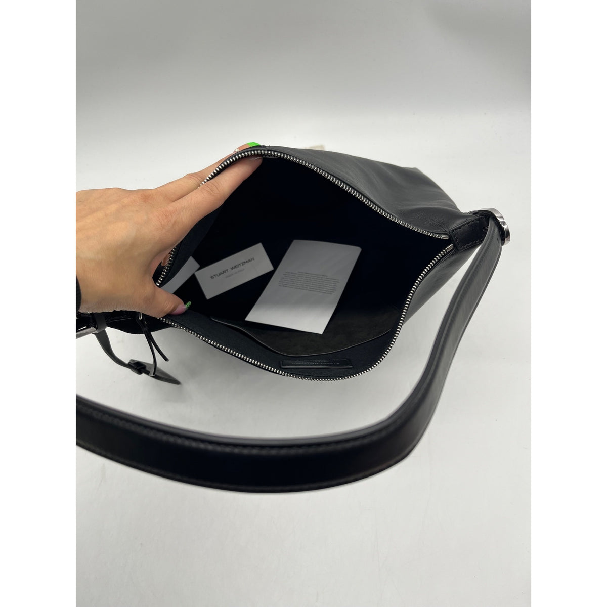 Stuart Weitzman Black Leather Shoulder Bag