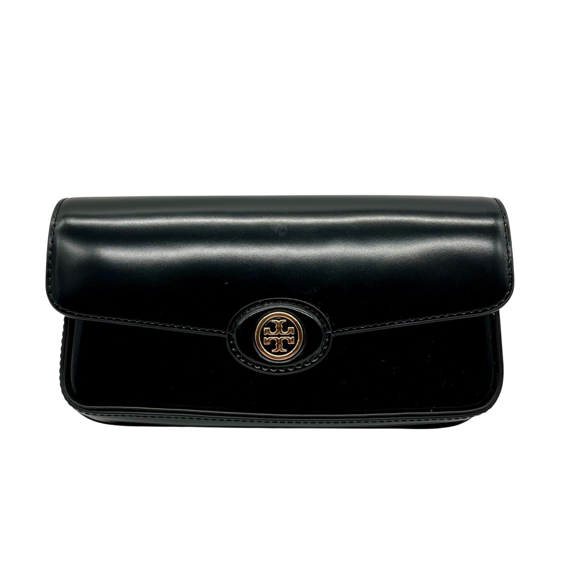 Tory Burch Black Leather Robinson Spazzolato East/Weat Shoulder Bag