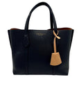 Tory Burch Black Small Pebbled Leather Parry Tote
