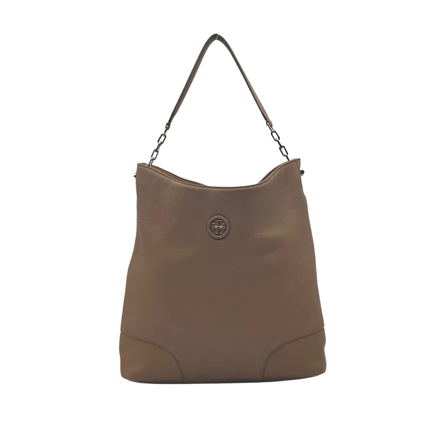 Tory Burch Brown Pebbled Leather Hobo Bag