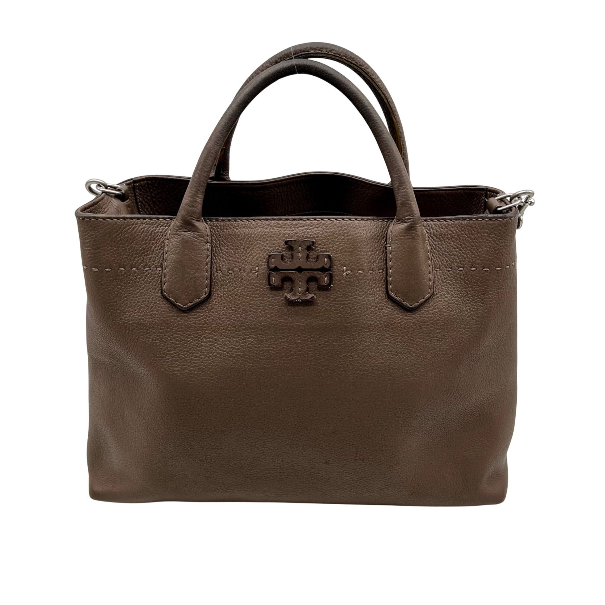 Tory Burch Brown Pebbled Leather Satchel Bag