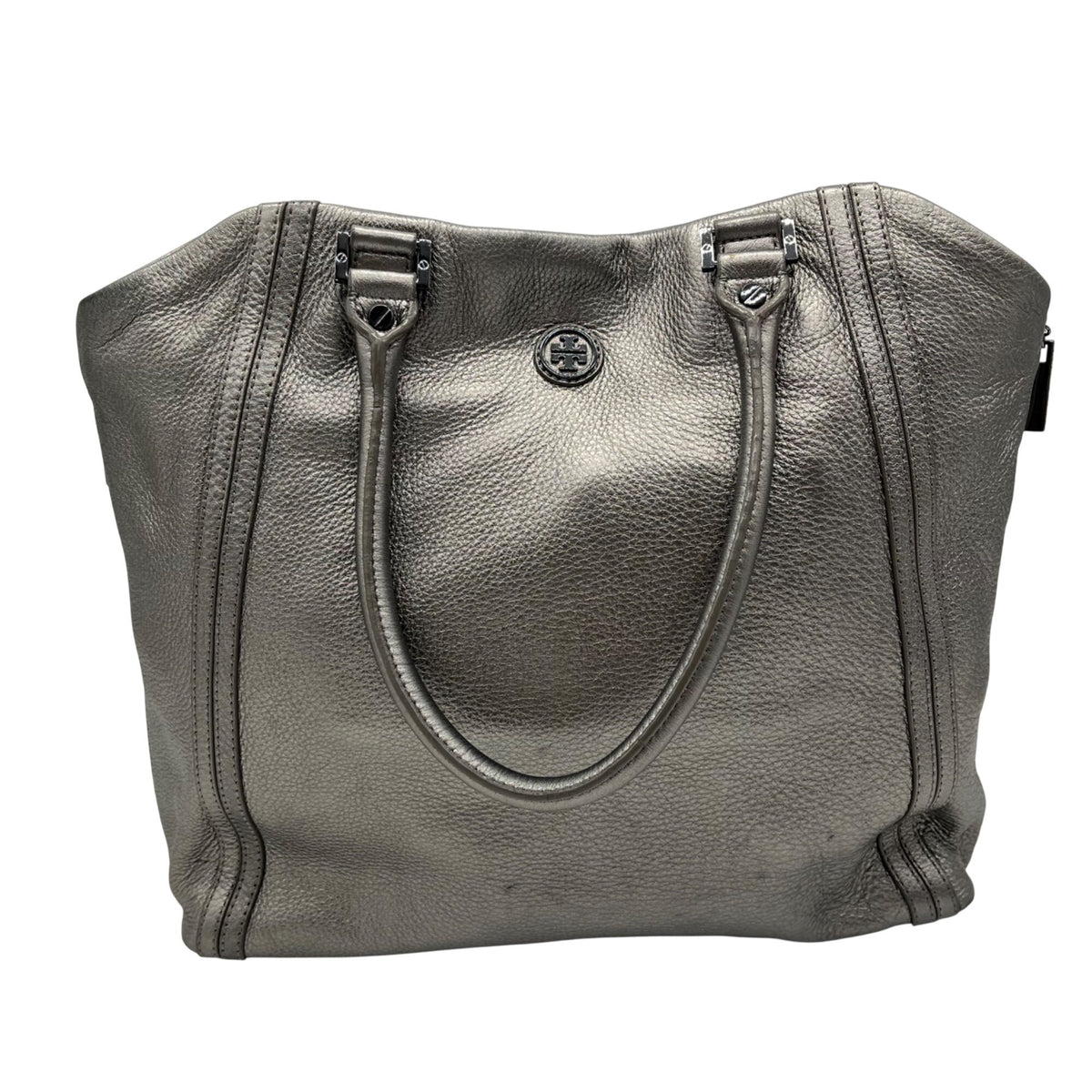 Tory Burch Metallic Leather Silver Shoulder Bag