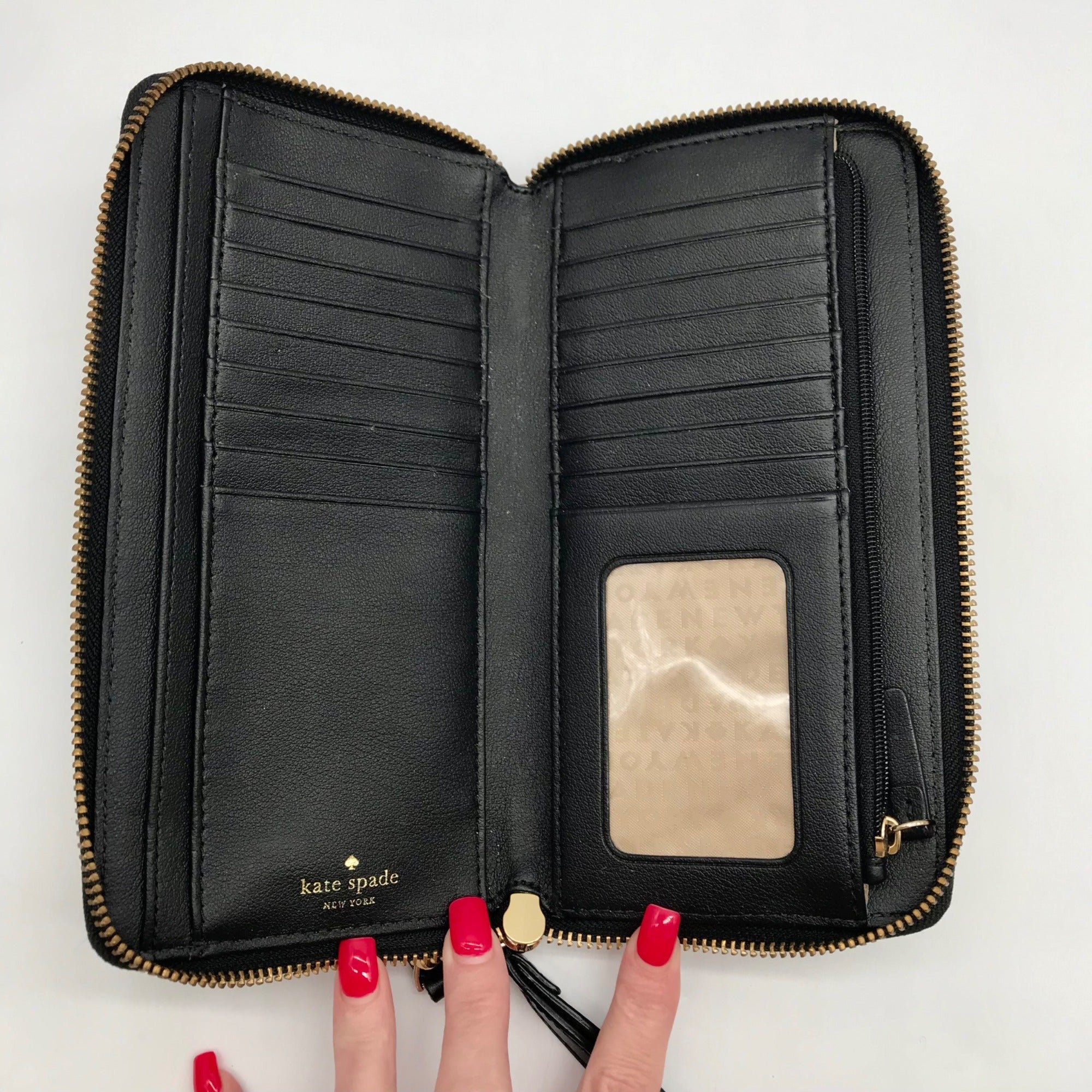 Kate Spade Light Pink And Black Leather Grove Street Wristlet