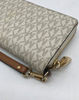 Michael Kors Vanilla Pebbled Leather Large Logo Continental Wallet