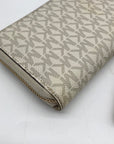 Michael Kors Vanilla Pebbled Leather Large Logo Continental Wallet