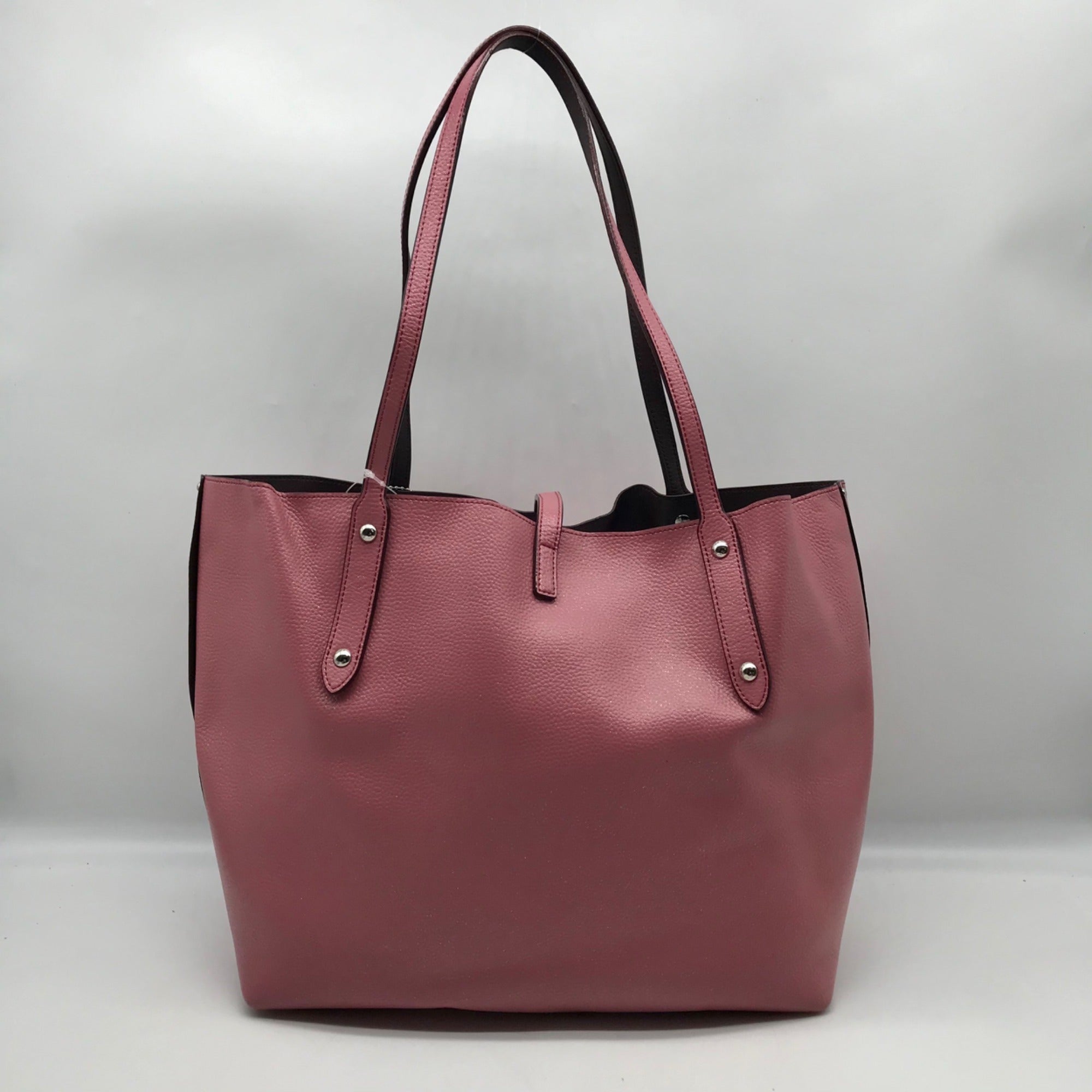 Coach Pink Glittery Polished Pebbled Leather Market Tote Bag And Wallet 12077