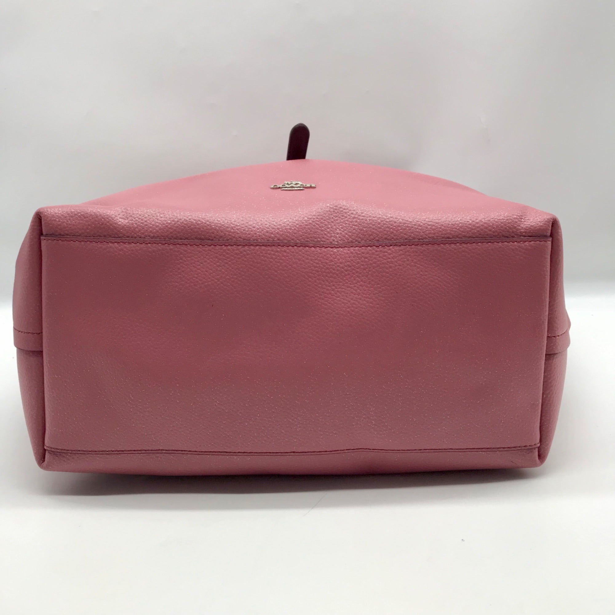Coach Pink Glittery Polished Pebbled Leather Market Tote Bag And Wallet 12077