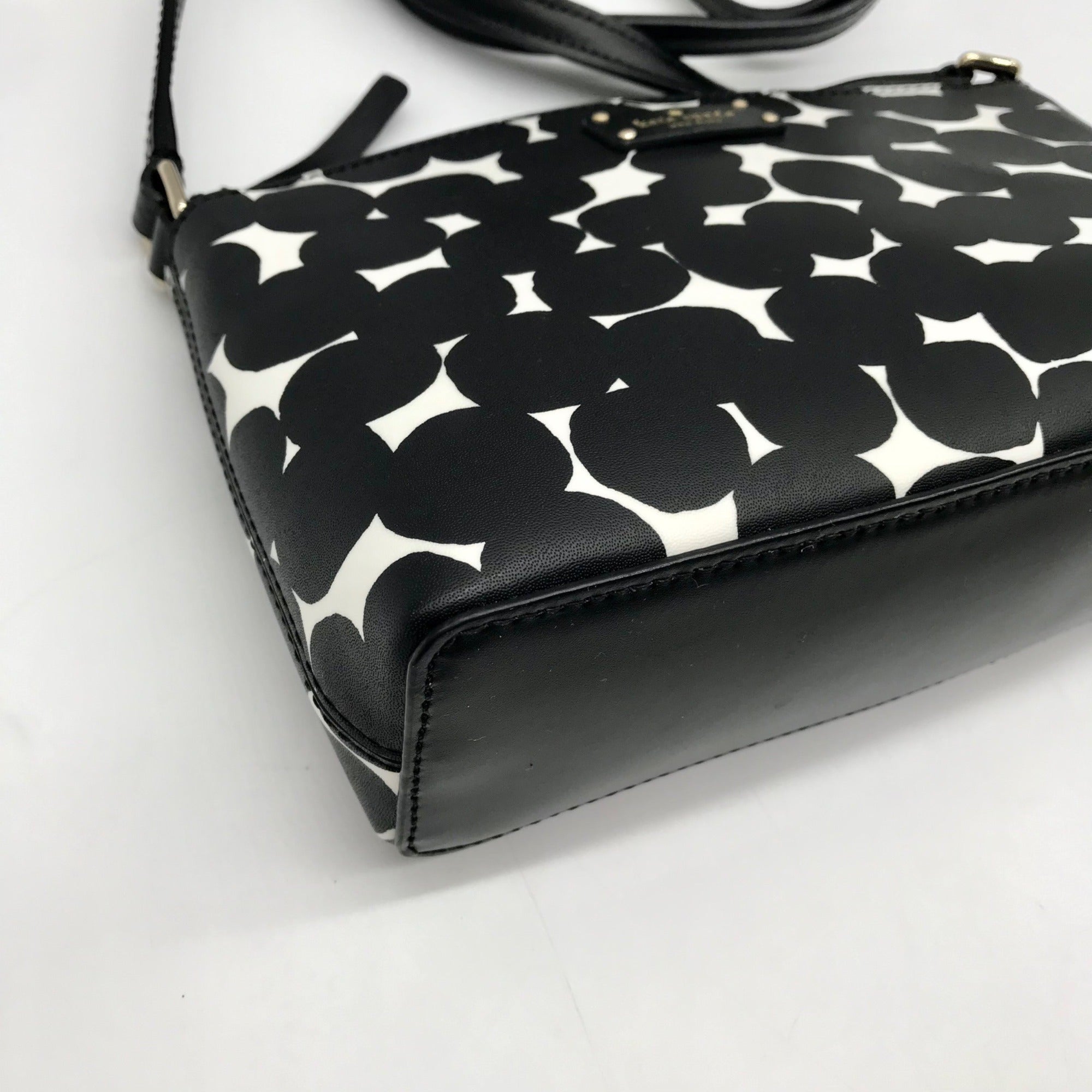 Kate Spade Black/White Leather Millie Grove Street Splodge Dot Crossbody