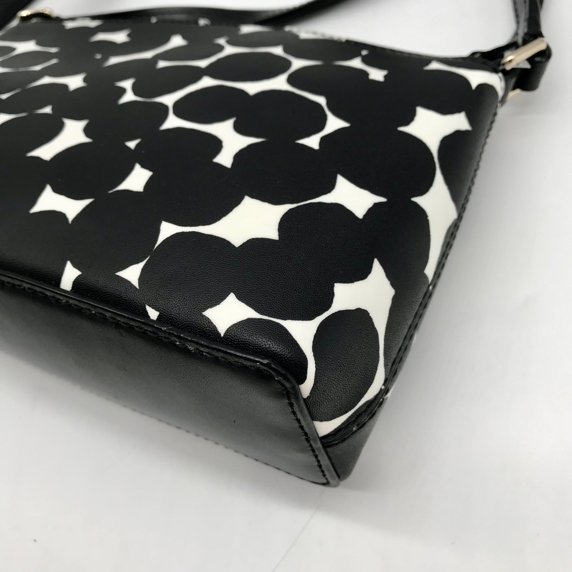 Kate Spade Black/White Leather Millie Grove Street Splodge Dot Crossbody