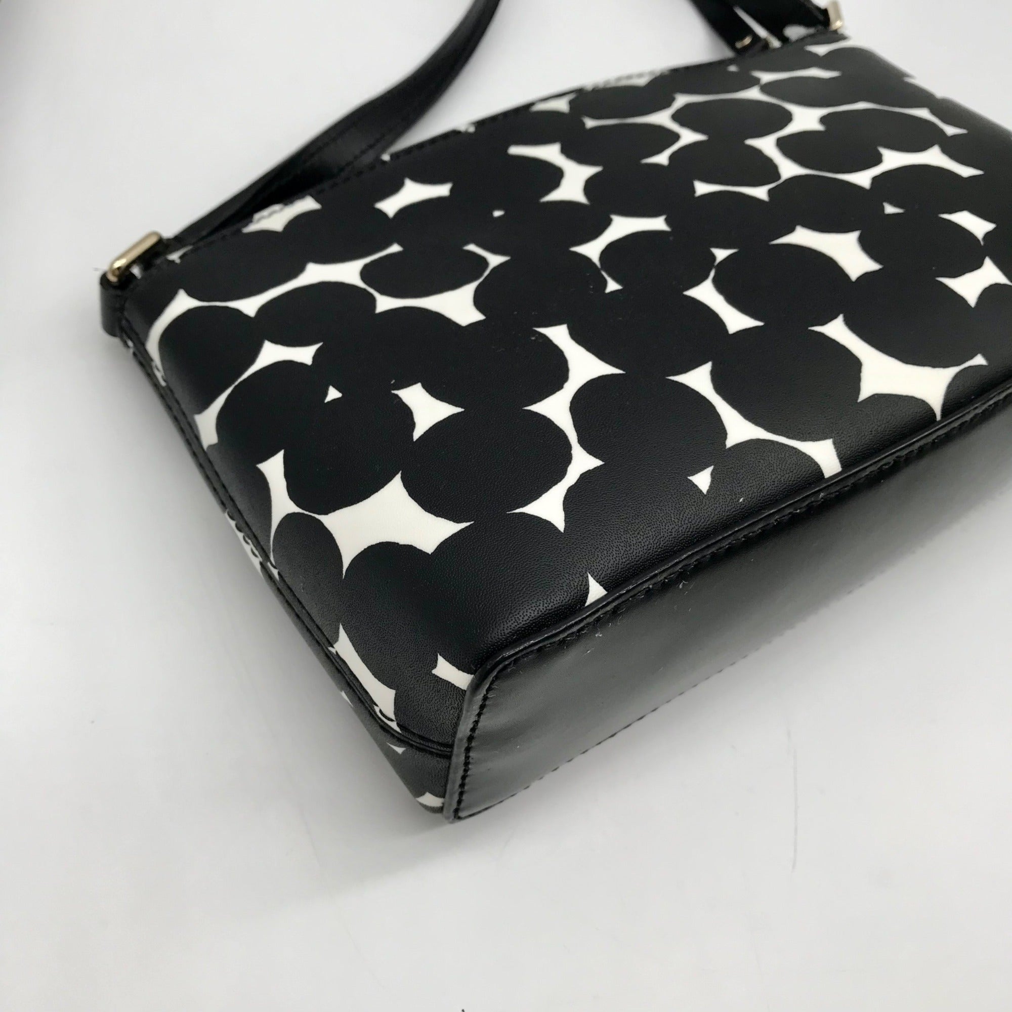 Kate Spade Black/White Leather Millie Grove Street Splodge Dot Crossbody