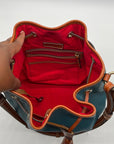 Dooney & Bourke Teal Pebbled Grain Leather Kendall Drawstring Bag