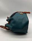 Dooney & Bourke Teal Pebbled Grain Leather Kendall Drawstring Bag