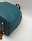 Dooney & Bourke Teal Pebbled Grain Leather Kendall Drawstring Bag