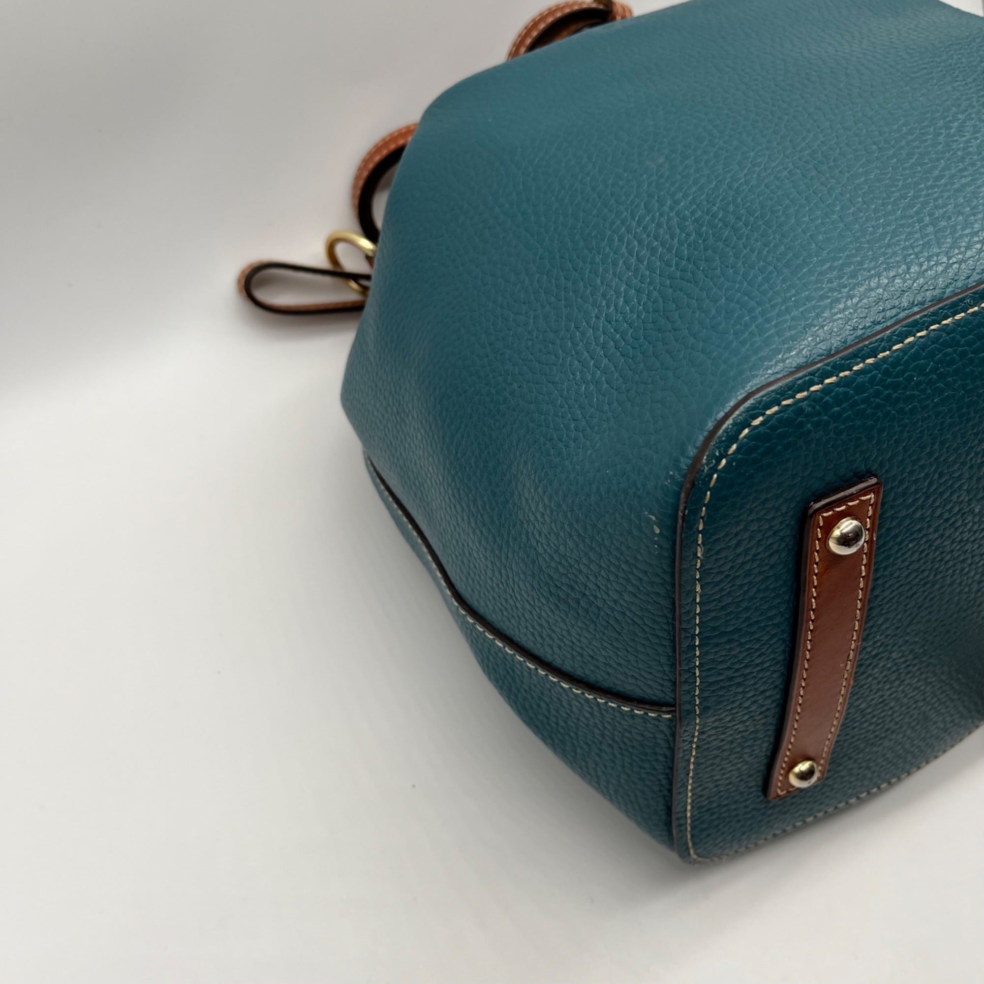 Dooney &amp; Bourke Teal Pebbled Grain Leather Kendall Drawstring Bag
