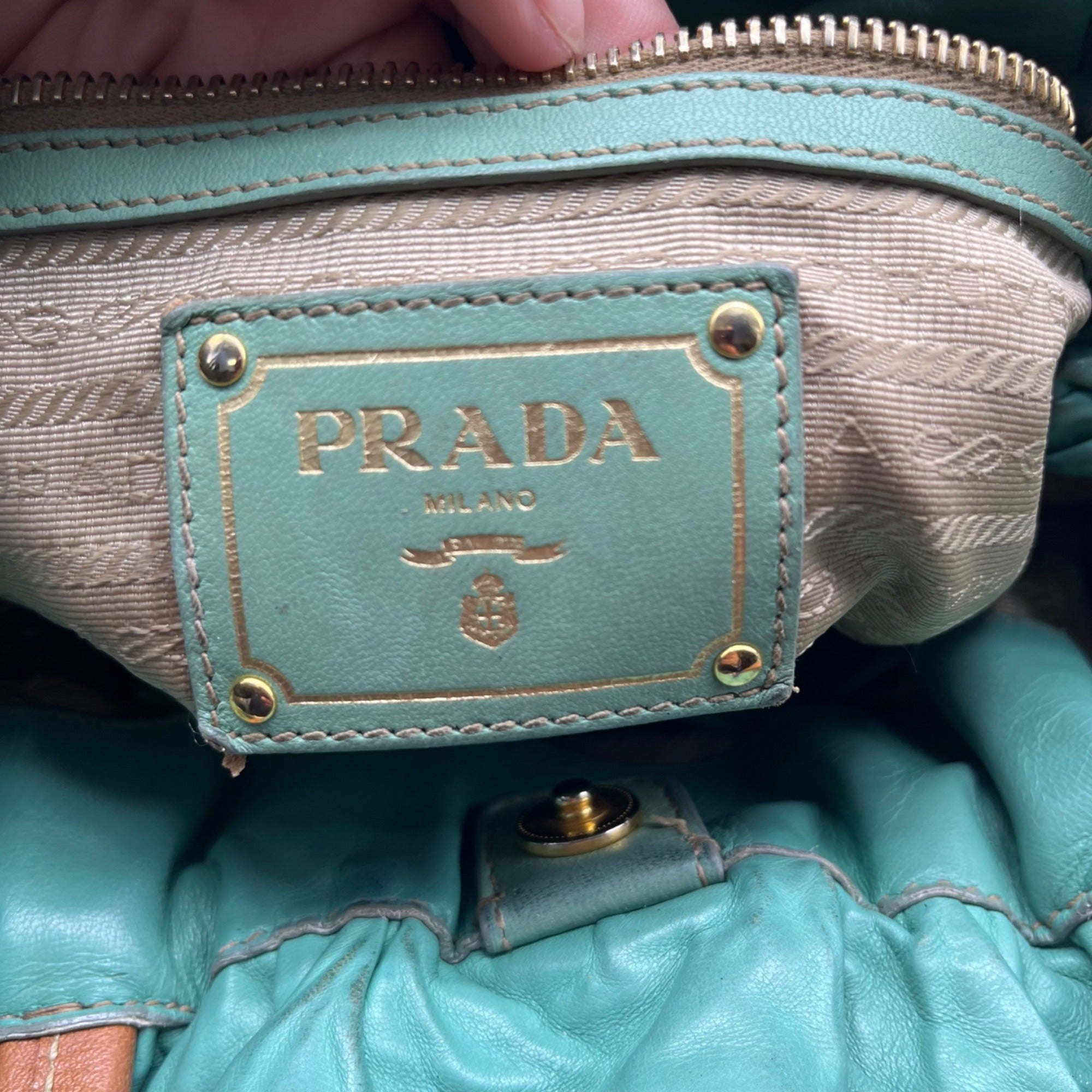 Prada Green Nylon Shoulder Bag