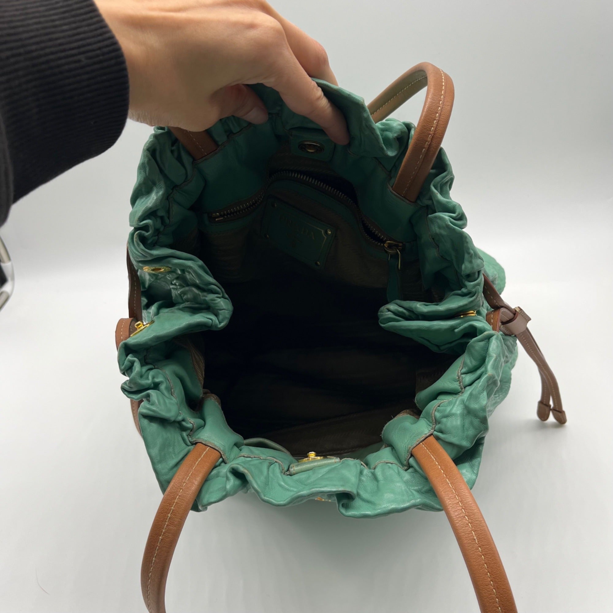 Prada Green Nylon Shoulder Bag