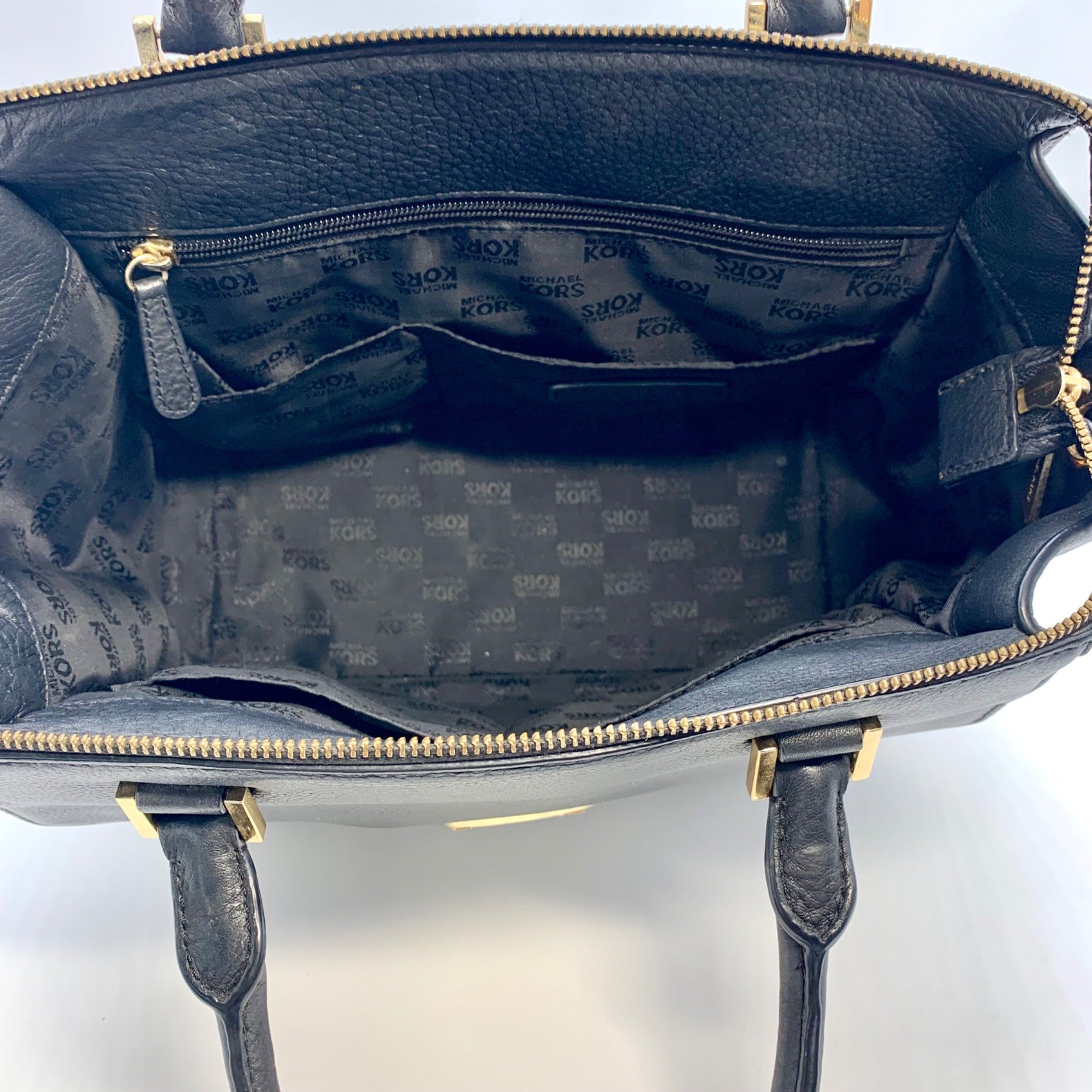 Michael Kors Black Pebbled Leather Hudson Satchel