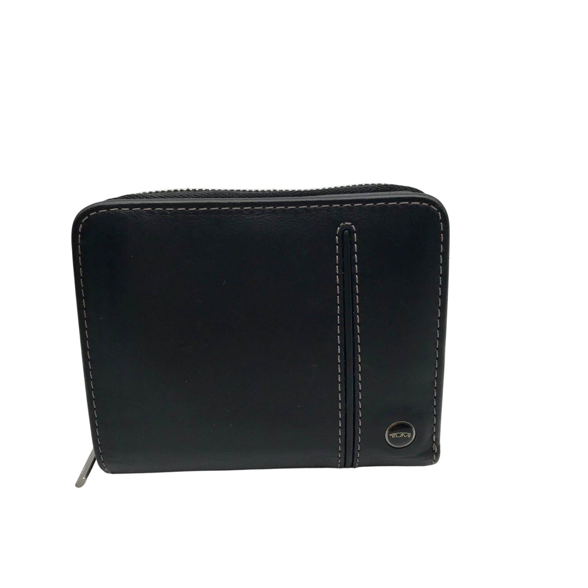 Tumi Black Leather Zip Around Wallet