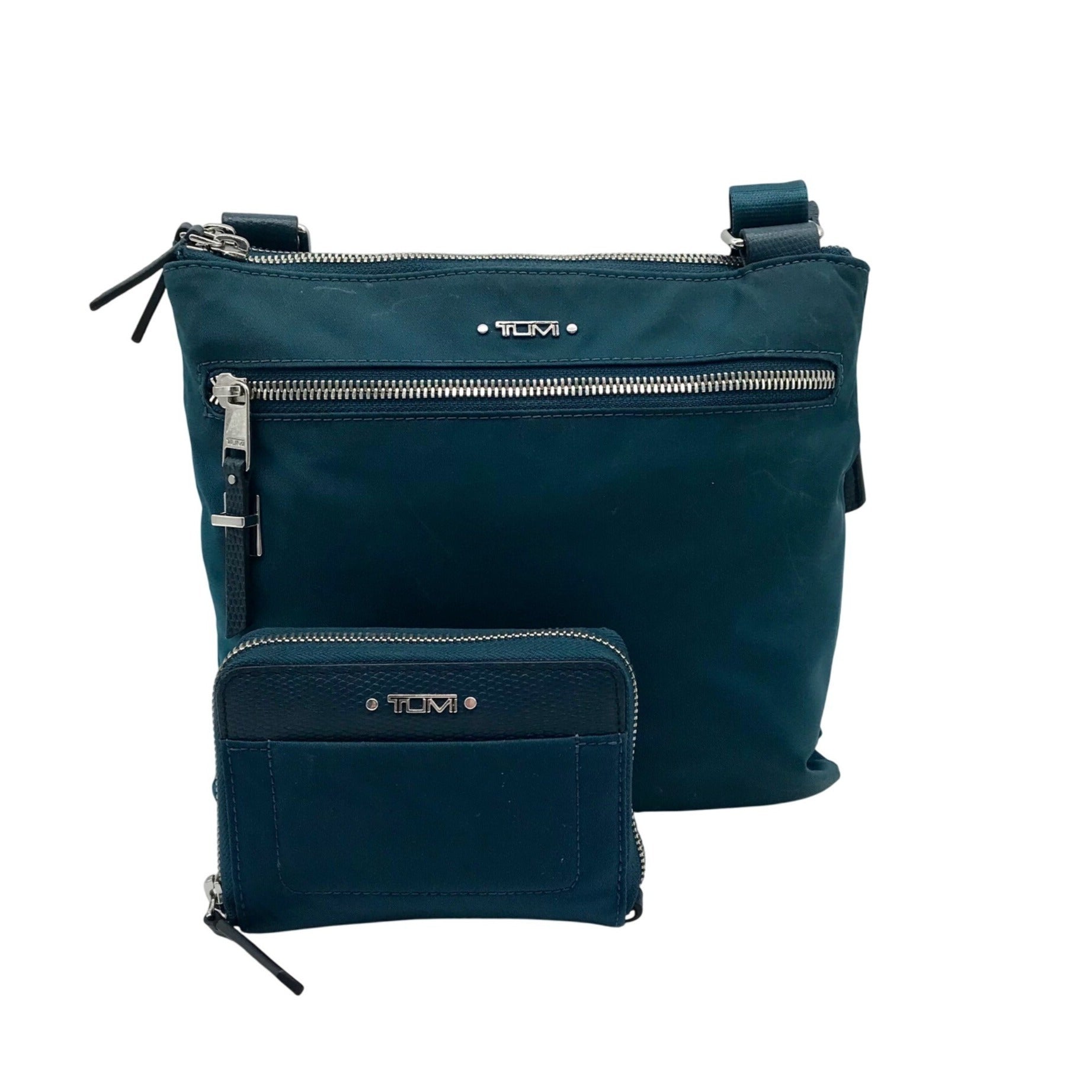 Tumi Teal  Nylon Voyageur Tula Crossbody & Wallet