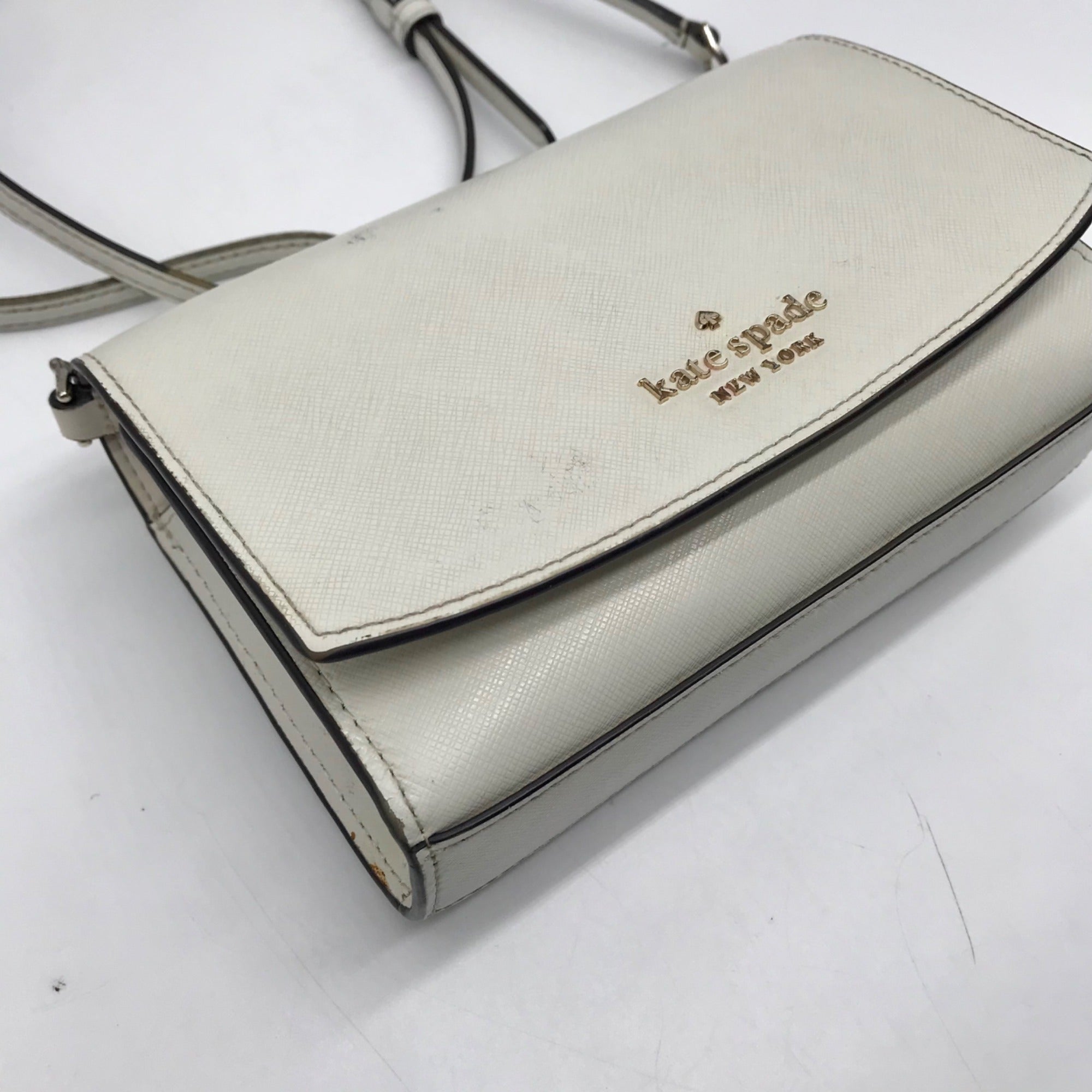 Kate Spade Ivory Leather Staci Flap Crossbody Bag