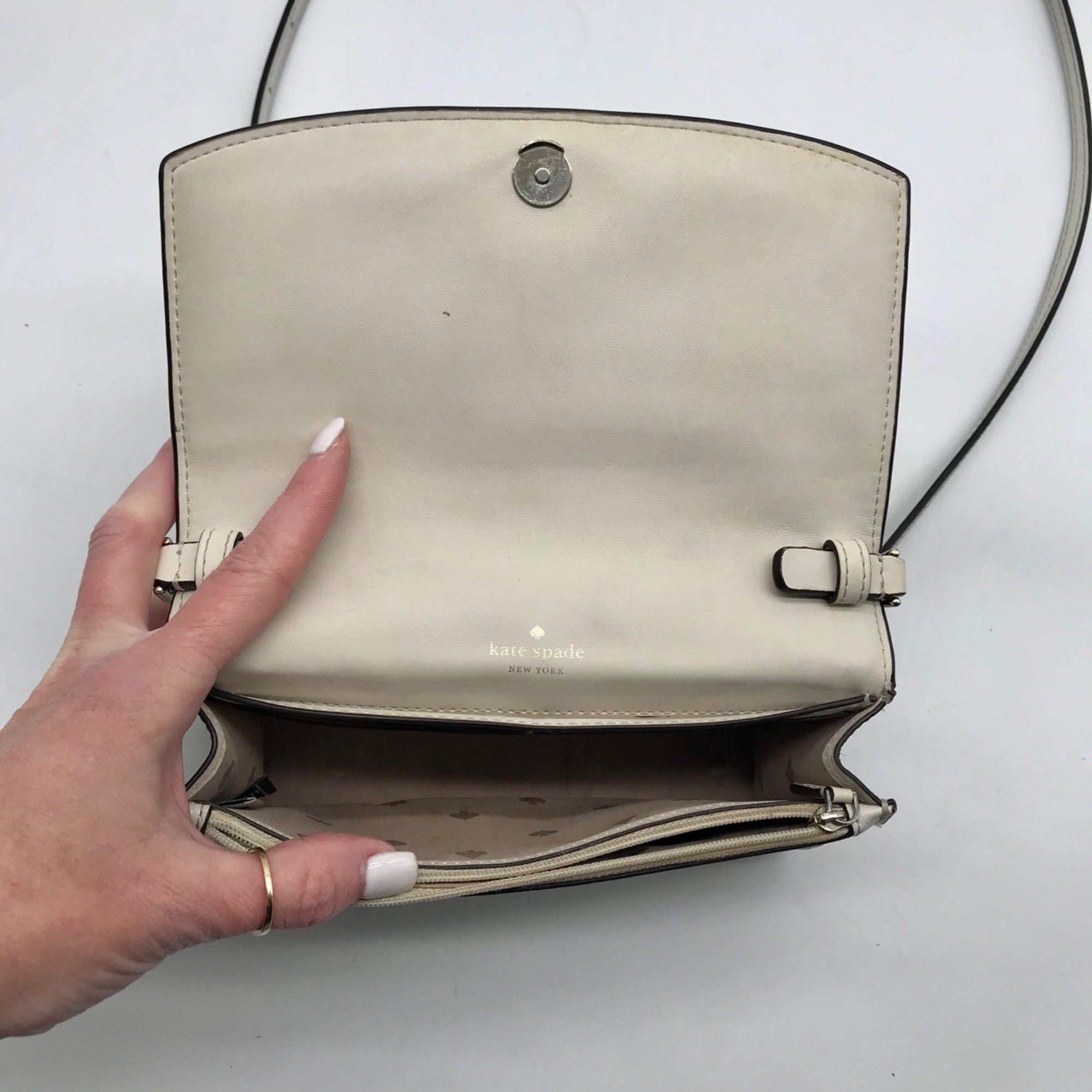 Kate Spade Ivory Leather Staci Flap Crossbody Bag