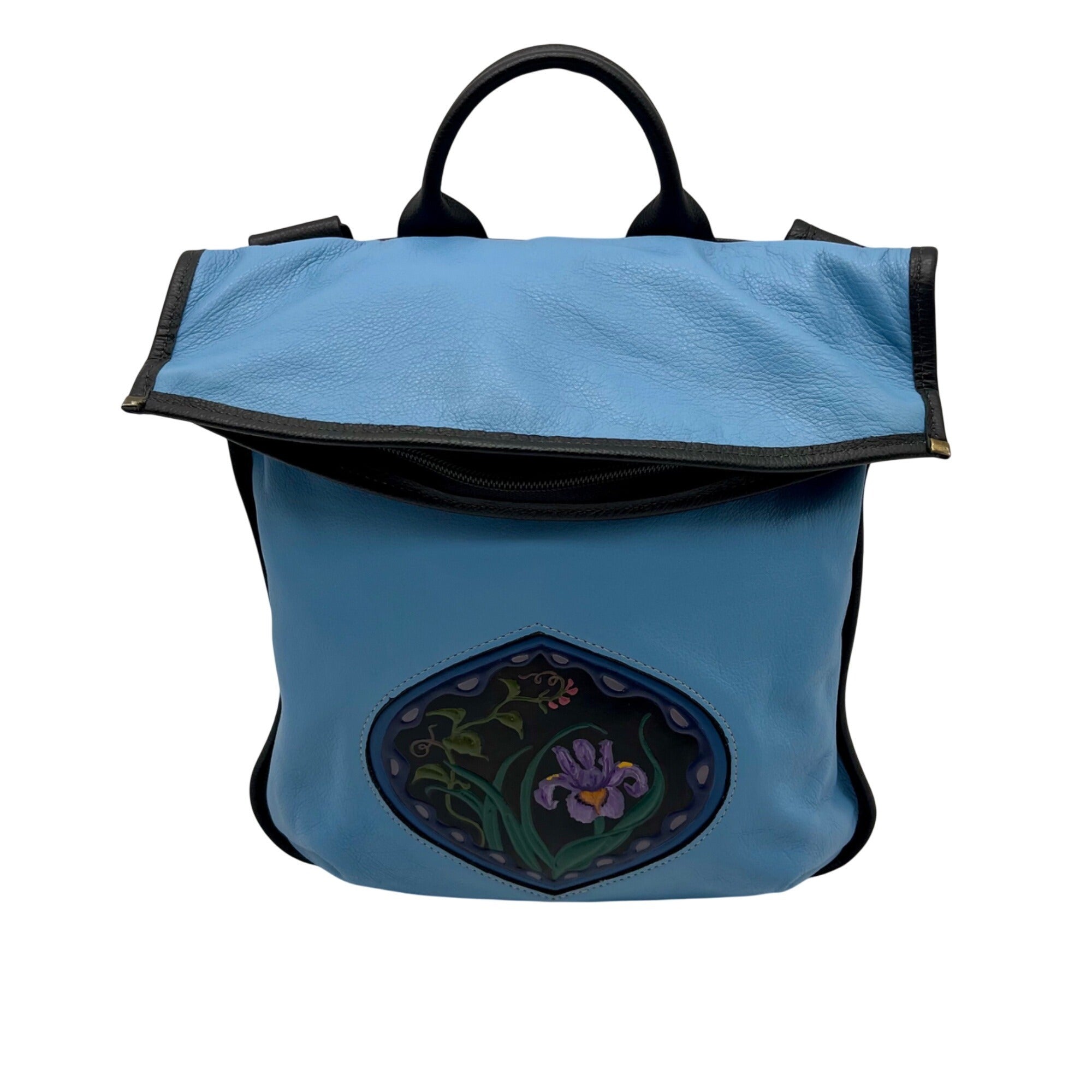 Turtle Ridge Blue Leather Crossbody Bag