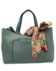 Steve Madden Mint Green Pebbled Satchel With Scarf