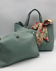 Steve Madden Mint Green Pebbled Satchel With Scarf